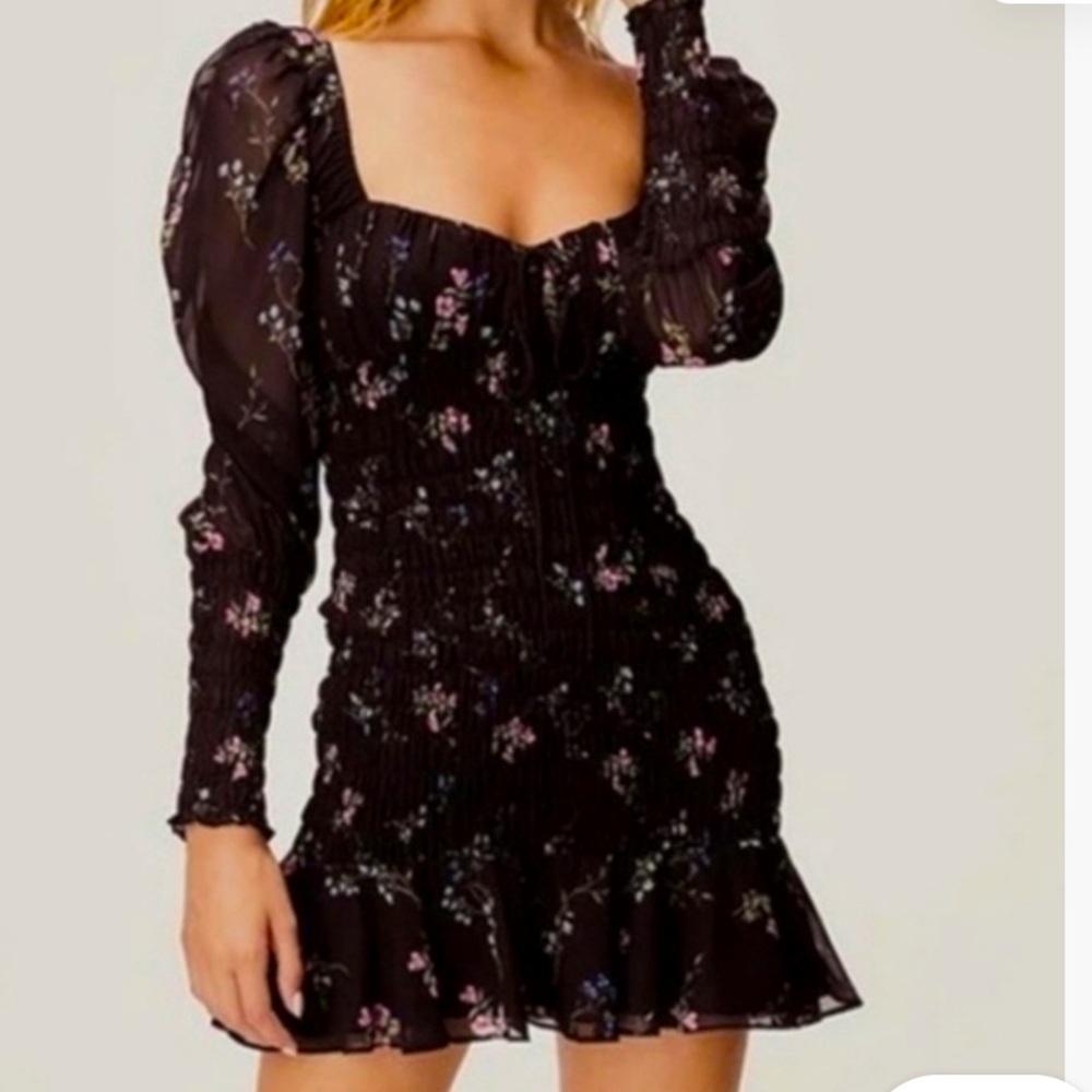 Love For Lemons Floral Black Dress